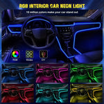 Load image into Gallery viewer, LED fiber optic light strip RGB neon light strip 24 key infrared remote control suitable for car interior decoration lightstrips