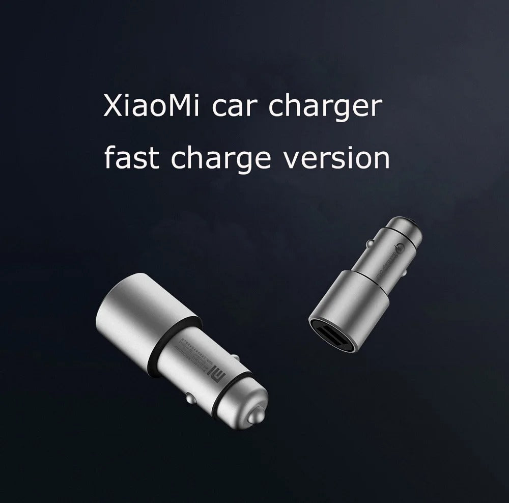 Original Xiaomi Mi Car Charger QC3.0 X2 Dual USB Quick charge Max 5V/3A 9V/2A 15V/1.5A Metal Style