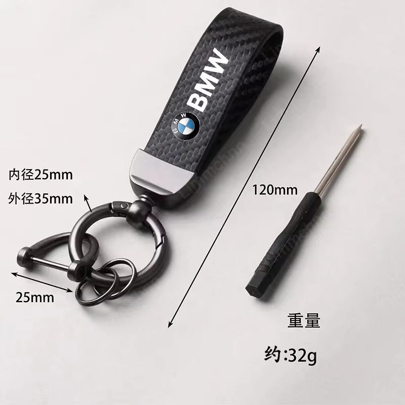 For BMW M 1 2 3 4 5 7 Series X1 X3 X4 X5 X6 X7 F10 F30 E46 E60 Carbon Leather Car Keyring Luxury Logo Car Keychain Car Key Ring
