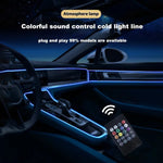 Load image into Gallery viewer, LED fiber optic light strip RGB neon light strip 24 key infrared remote control suitable for car interior decoration lightstrips
