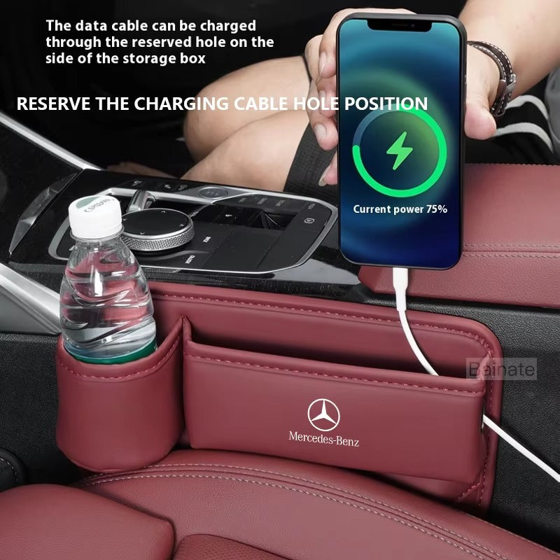 Leather For Mercedes Benz Car Seat Gap Filling Bag Storage box Water Cup holder Benz A B C E S Class GLB GLC GLE SLK SLC SLK SLC