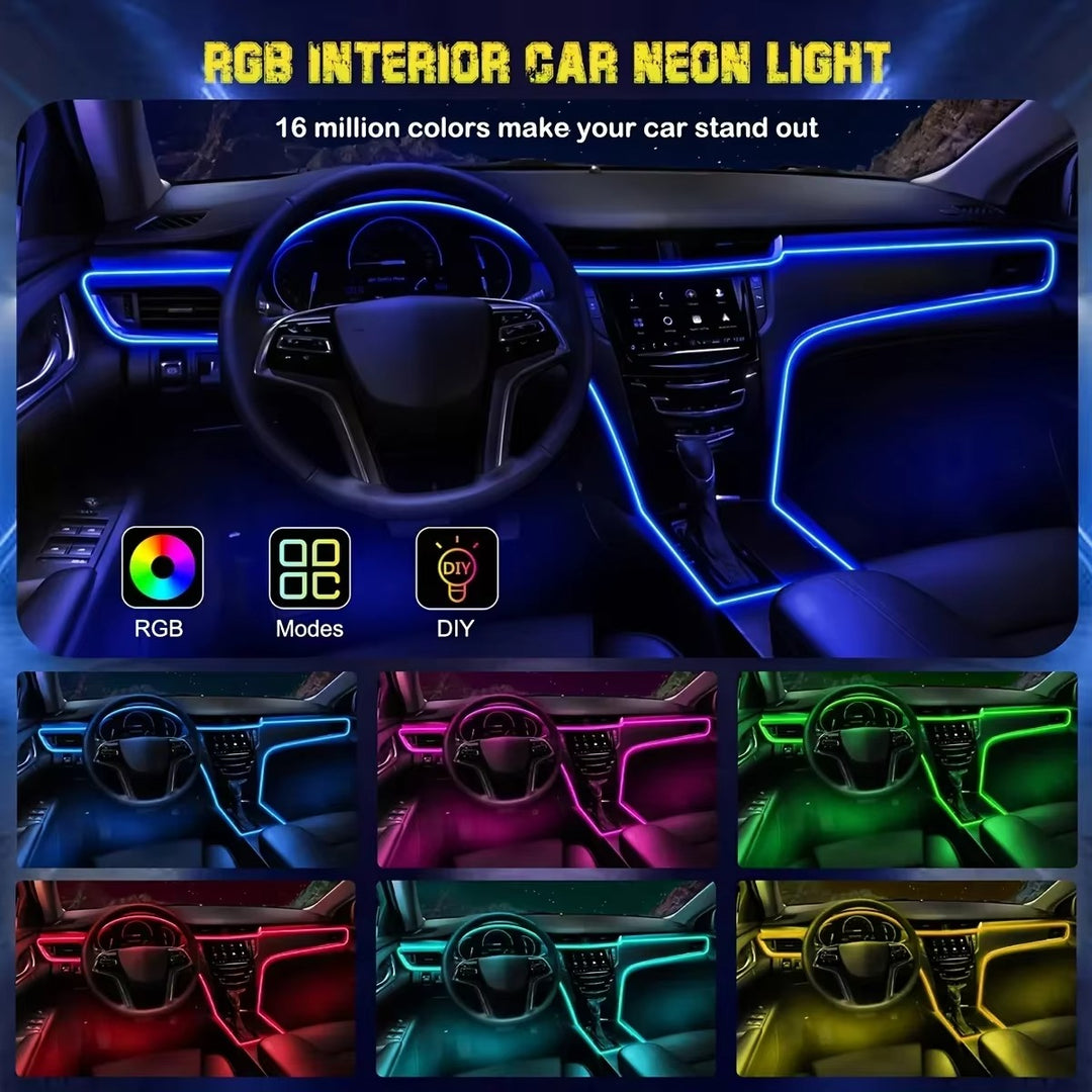 LED fiber optic light strip RGB neon light strip 24 key infrared remote control suitable for car interior decoration lightstrips