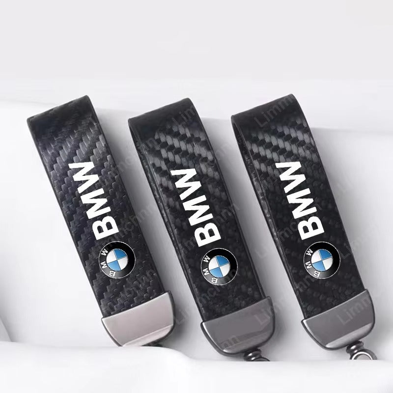 For BMW M 1 2 3 4 5 7 Series X1 X3 X4 X5 X6 X7 F10 F30 E46 E60 Carbon Leather Car Keyring Luxury Logo Car Keychain Car Key Ring