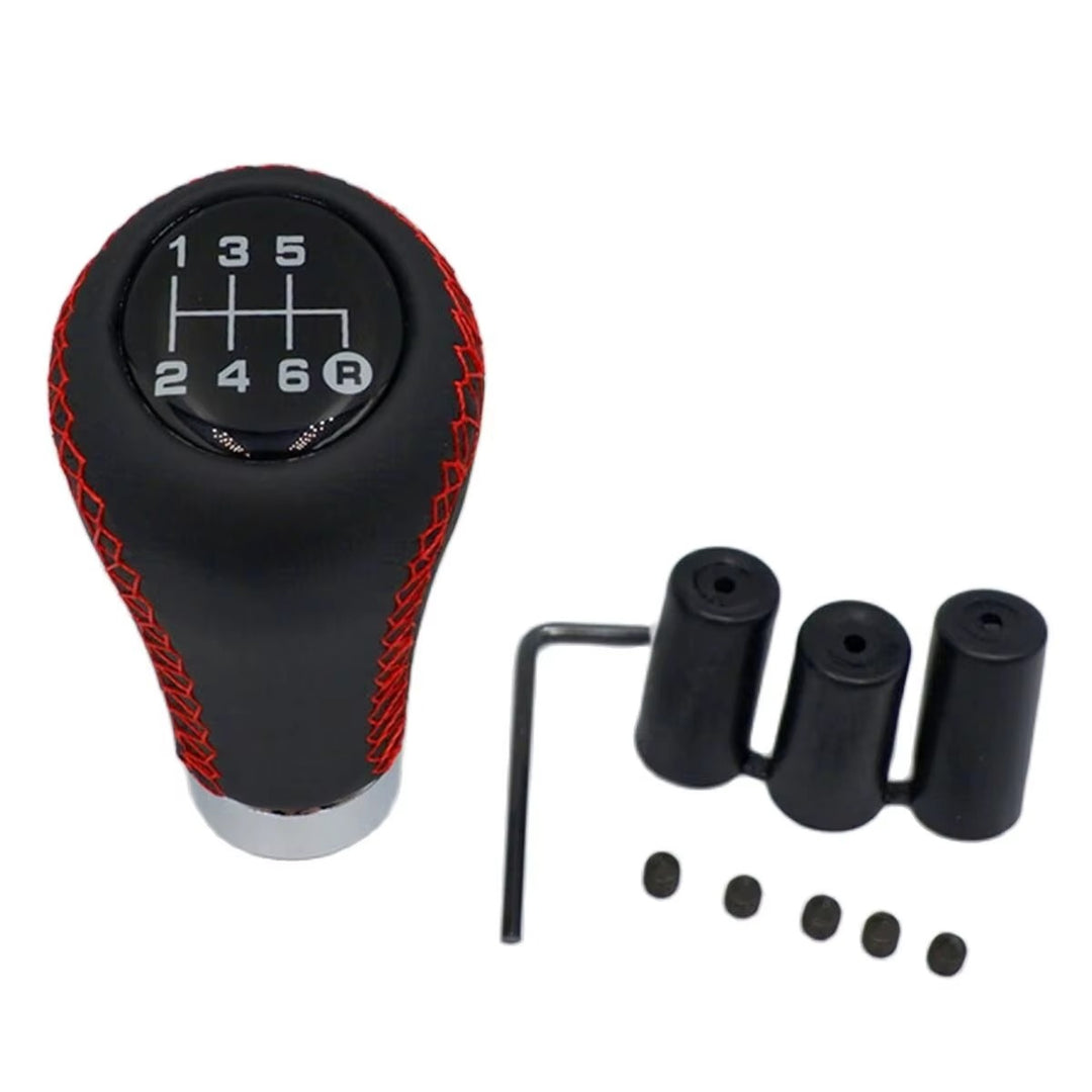 Universal Car Gear Shift Knob Gear Stick 5 / 6 Speed Manual Shifter Lever Black Red Line Stitche PU Leather